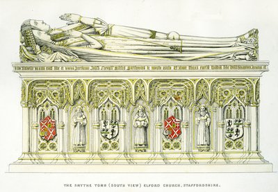 Lady Isabel Neville y su segundo esposo, Sir William Smythe, de la tumba de Smythe, Iglesia de St. Peter, Elford, Staffordshire, Inglaterra, 1848-9 de Edward M. Richardson