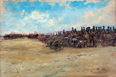 Artillería Real a Caballo y Lanceros esperando para partir, 1898 de Edward Matthew Hale