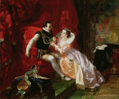 Leicester y Amy Robsart en Cumnor Hall, 1866 de Edward Matthew Ward