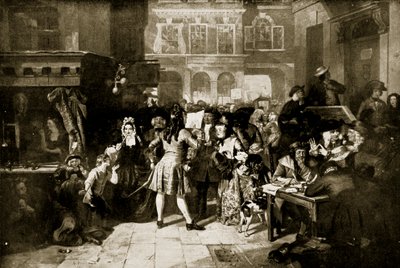 La Burbuja del Mar del Sur: Change Alley, 1720, ilustración de 