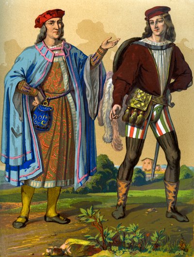 Un cortesano inglés de 1450 y un caballero inglés de 1500, 1849 de Edward May