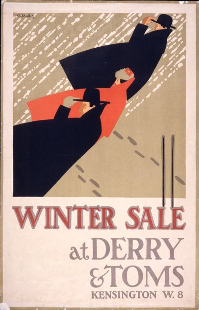 Anuncio de rebajas de invierno en "Derry  Toms de Edward McKnight Kauffer