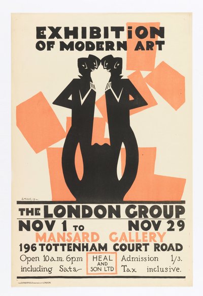 Cartel, Exposición de Arte Moderno - El Grupo de Londres de Edward McKnight Kauffer