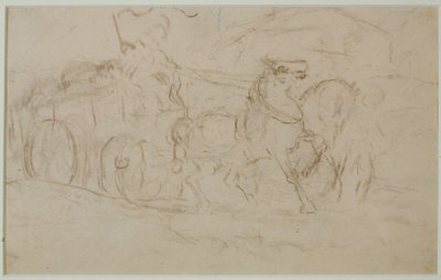 Caballo y carro (nº 9), c. 1880 (grafito sobre papel) de Edward Mitchell Bannister