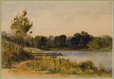 Paisaje con muelle y agua (nº 37), c. 1880 (acuarela sobre papel) de Edward Mitchell Bannister