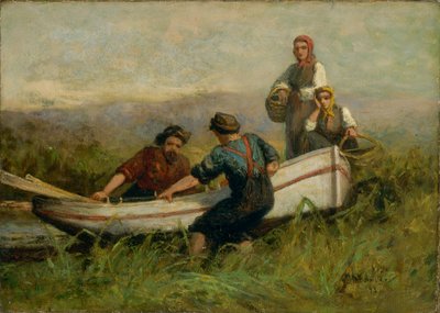 Gente cerca del barco de Edward Mitchell Bannister