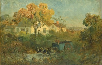 El estanque (hombre en carro con bueyes en el estanque) de Edward Mitchell Bannister