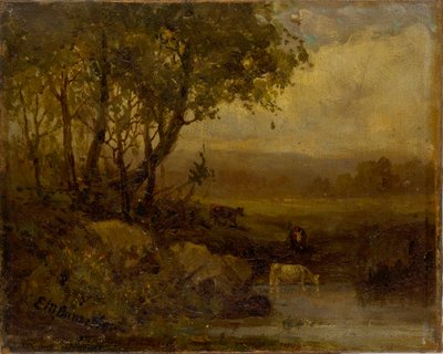 Sin título (paisaje, ribera, tres vacas) de Edward Mitchell Bannister