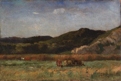 Sin título (paisaje con vacas pastando, colinas) de Edward Mitchell Bannister