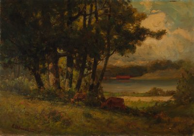 Sin título (paisaje con vacas pastando cerca de un río) de Edward Mitchell Bannister