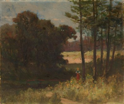 Sin título (paisaje con árboles y mujer) de Edward Mitchell Bannister