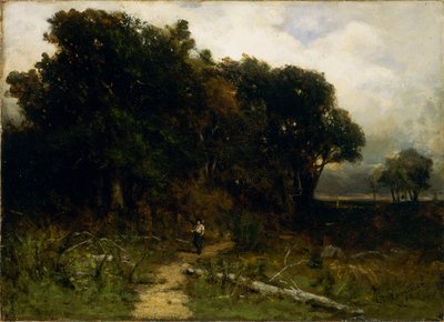 Sin título (paisaje, leñador en el camino) de Edward Mitchell Bannister