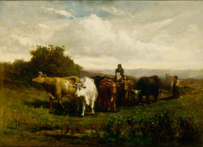 Sin título (hombre a caballo, mujer a pie conduciendo ganado) de Edward Mitchell Bannister