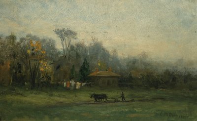 Paisaje sin Título con Hombre Arando Campos, s.f. de Edward Mitchell Bannister