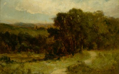 Paisaje sin título con camino cerca de arroyo y árboles, s.f. de Edward Mitchell Bannister