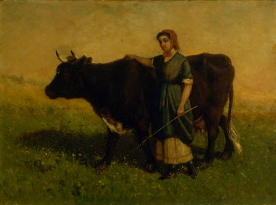 Sin título, mujer caminando con vaca, ca. 1869 de Edward Mitchell Bannister