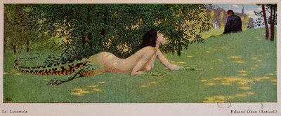 Lucertola (mitad mujer, mitad lagarto verde) de Edward Okun