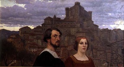 Autorretrato con la Esposa del Artista ante Anticoli Corrado de Edward Okun