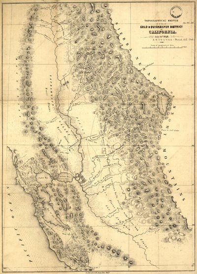 Esbozo topográfico del distrito de oro y mercurio de California, 1848 de Edward Otho Cresap Ord