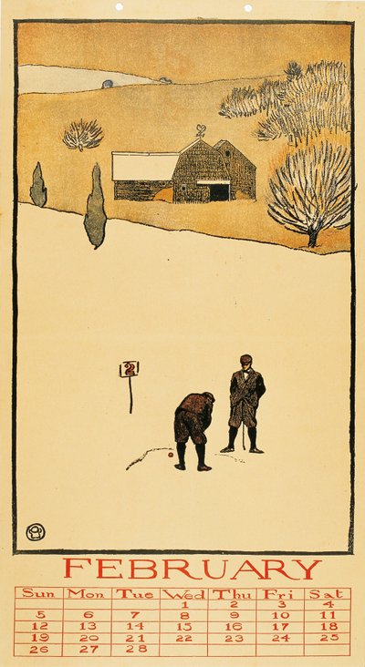 Calendario de golf. Febrero de Edward Penfield