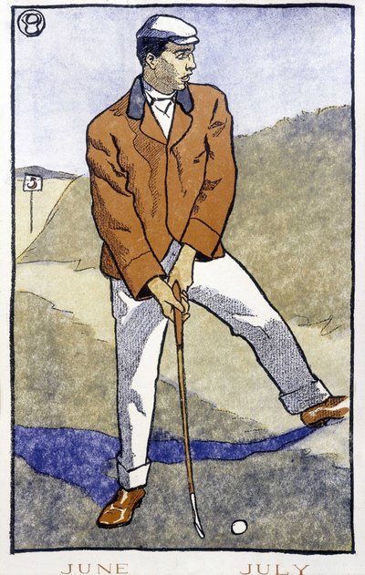 Jugador de golf - en "Calendario de Golf" por Edward Penfield de Edward Penfield