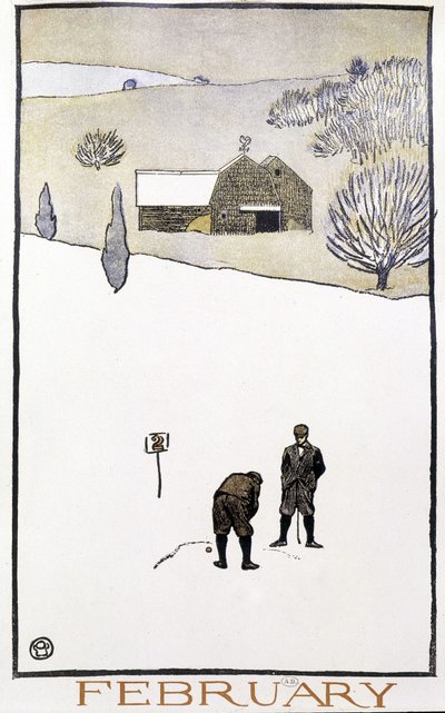 Golf en la nieve - en “Golf Calendar” por Edward Penfield de Edward Penfield