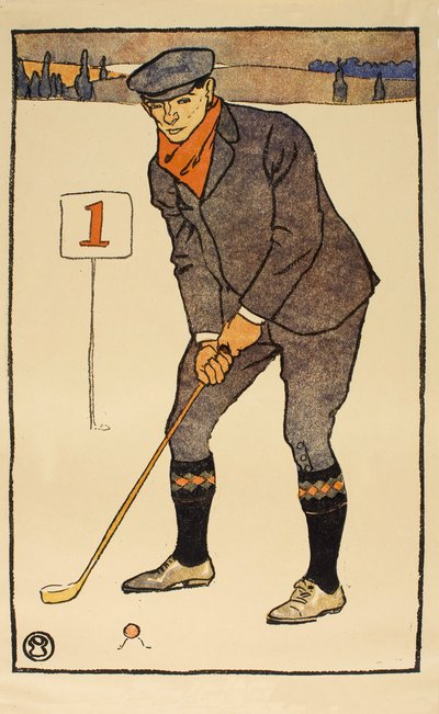 Enero, detalle del calendario de golf de 1931, pub. 1931 de Edward Penfield