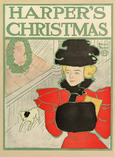 Póster publicitario de Harpers New Monthly Magazine, Navidad 1894 de Edward Penfield