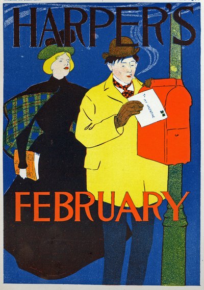 Ciencia. Comunicación. Correo. La carta de San Valentín, cartel de Penfield para la revista Harper