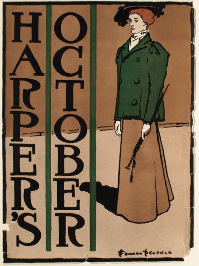 Mujer con traje verde y marrón, Harper