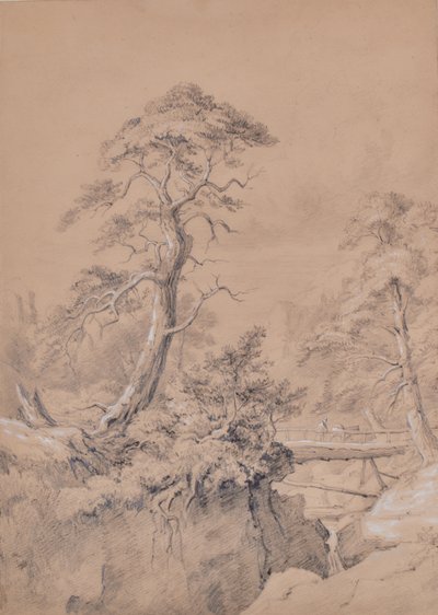 Paisaje con puente de madera de Edward Pretty