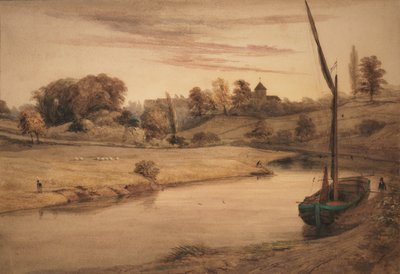 Iglesia de Nettlestead, Kent, desde el puente Bow de Edward Pretty