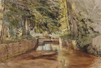 Escena fluvial con lecho de río semiseco de Edward Pretty