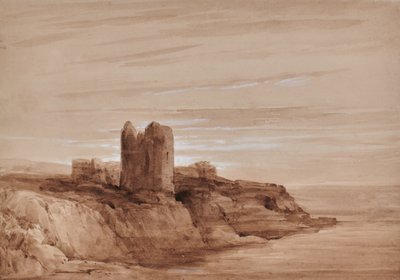 Paisaje marino de una torre en un acantilado de Edward Pretty