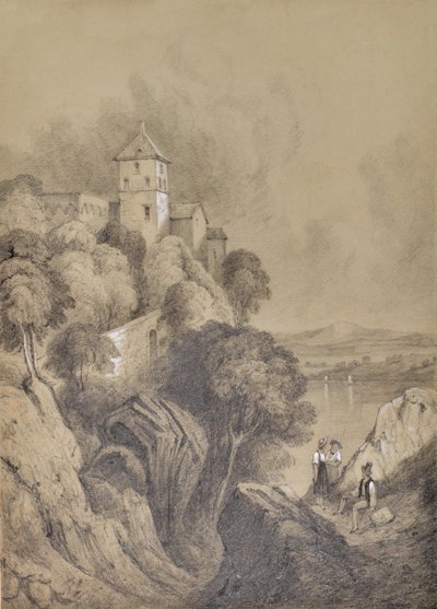 Paisaje acuático con acantilado de Edward Pretty
