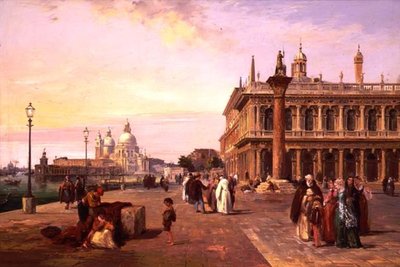 Figuras en la Piazzetta, Venecia con, Salute más allá de Edward Pritchett