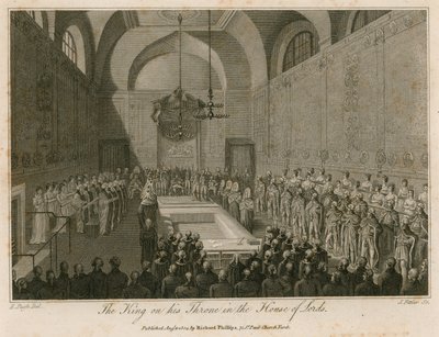 El rey en su trono en la Cámara de los Lores de Edward Pugh