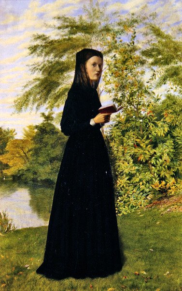 Dama leyendo en un parque, c.1860 de Edward Radford