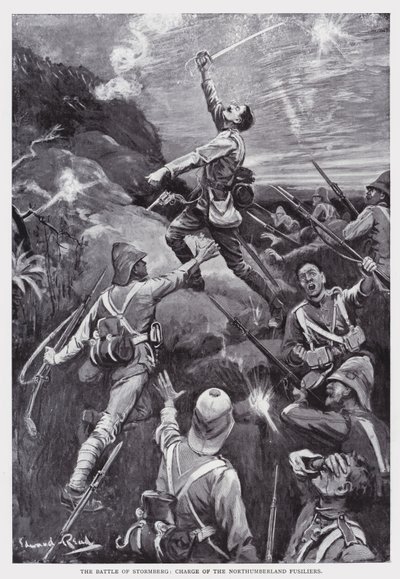 La Batalla de Stormberg, carga de los Fusileros de Northumberland de Edward Read