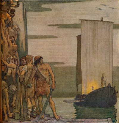 El desembarco de San Patricio en Irlanda, c1912, 1914 de Edward Reginald Frampton