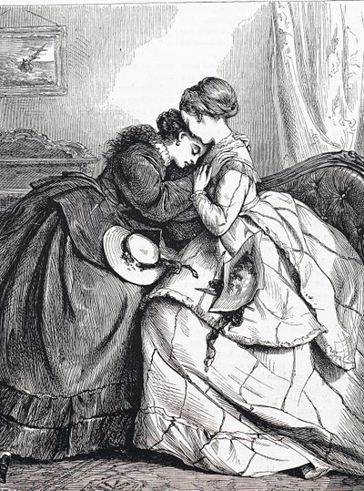 Una hermana mayor consolando a su hermana menor de Edward Robert Hughes