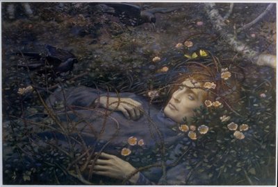 Oh, ¿qué es eso en el hueco?" (acuarela sobre papel) de Edward Robert Hughes