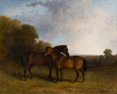Dos cazadores en un paisaje, c.1830-99 (óleo sobre lienzo) de Edward Robert Smythe
