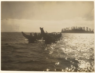 [Locamente condujeron su embarcación a través del agua] de Edward S. Curtis