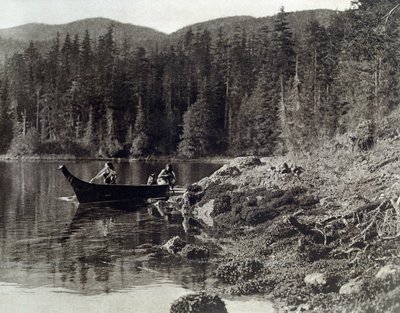 Indios americanos en canoa a orillas del nootka de Edward Sheriff Curtis