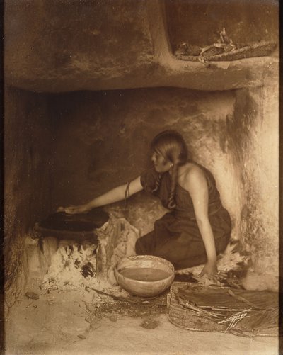 El fabricante de piki, Hopi de Edward Sheriff Curtis