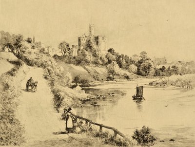 El Coquet: El castillo de Warkworth desde la carretera de Amble, c.1880 (grabado) de Edward Slocombe
