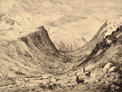 El Highland Dee: Reunión de Garchary y Larig Burns, c.1880 (grabado) de Edward Slocombe