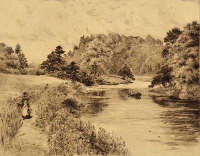 The Wear: The Wear Near Durham, c.1880 (grabado) de Edward Slocombe
