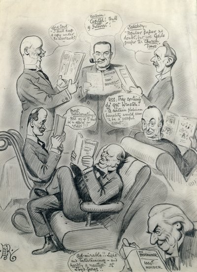 El Bystander número 1000, con Lord Cave, Stanley Baldwin, Lord Salisbury, Herbert Asquith y Winston Churchill de Edward Tennyson Reed